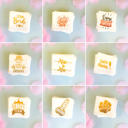 OhMyTat - Bridal Shower Wedding Metallic Rose Gold Silver Flash Temporary Tattoo Sticker Package