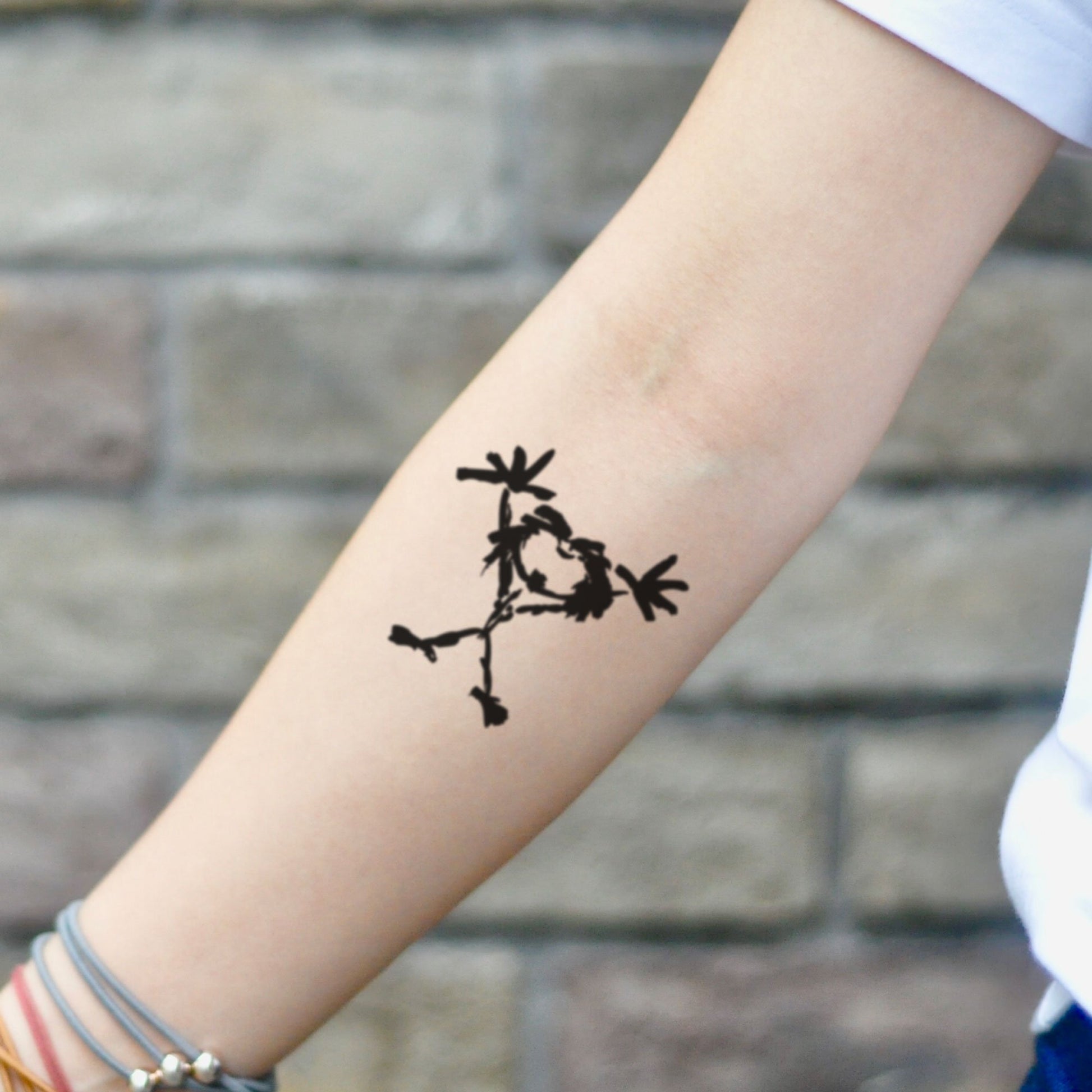 fake small pearl jam pj minimalist temporary tattoo sticker design idea on inner arm