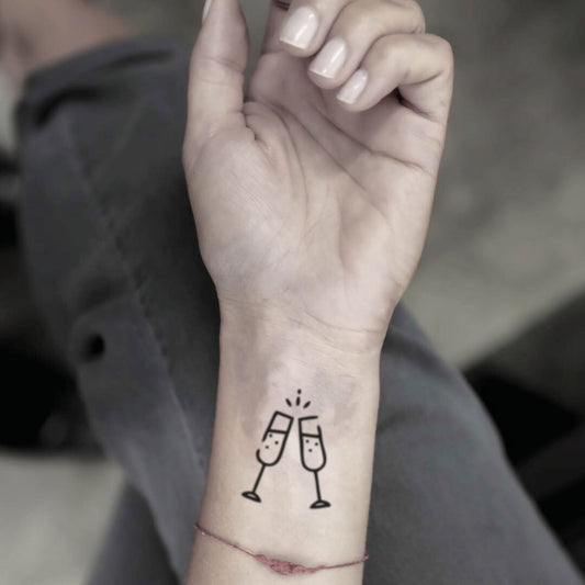 fake tiny cheers food temporary tattoo sticker design idea on wrist